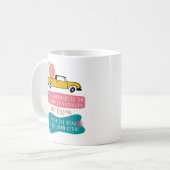 Mug Bleu rose de citation de crochet de tricot de (Devant gauche)