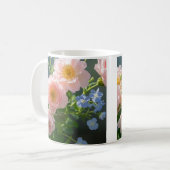 Mug Bleu rose Fleurs délicates (Devant gauche)
