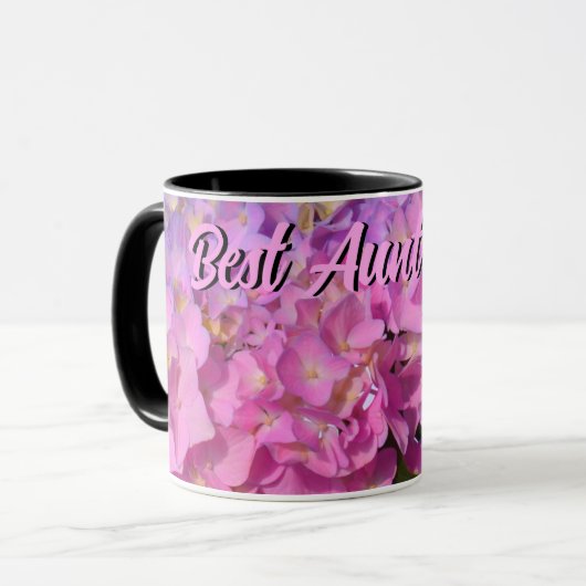 Mug Bleu rose Hydrangeas rose fleurs pourpres meilleur (Devant gauche)