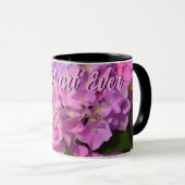 Mug Bleu rose Hydrangeas rose fleurs pourpres meilleur (Devant droit)