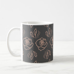 Mug Bleu Rose Line Art / Élégant Floral