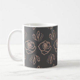 Mug Bleu Rose Line Art / Élégant Floral