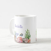 Mug Bleu rose moderne sous l'aquarelle de mer (Devant gauche)