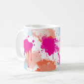 Mug Bleu rose orange Abstrait Peinture (Devant gauche)