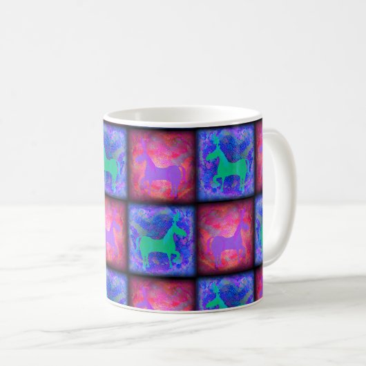 Mug Bleu rose Unicorne Chèques Epic Neon Design (Devant droit)