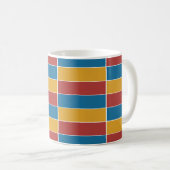 Mug Bleu rouge et rayures jaune (Devant droit)