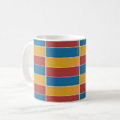Mug Bleu rouge et rayures jaune (Devant gauche)