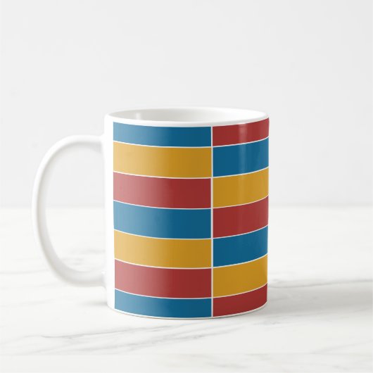 Mug Bleu rouge et rayures jaune (Gauche)