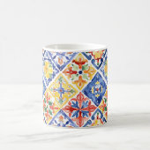 Mug Bleu Rouge Jaune Floral Abstrait Cinco de Mayo (Centre)