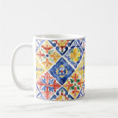 Mug Bleu Rouge Jaune Floral Abstrait Cinco de Mayo (Gauche)