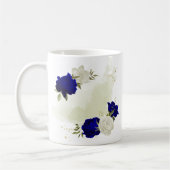 Mug bleu royal blanc fleuri (Gauche)
