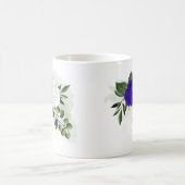 Mug bleu royal et fleurs blanches verdure (Centre)