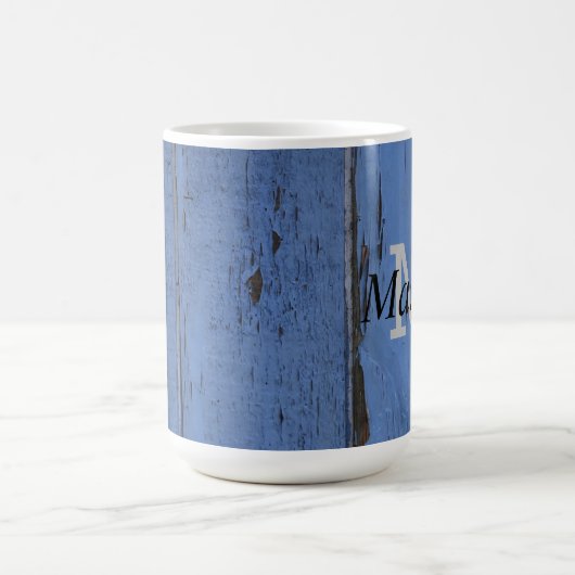 Mug Bleu rustique élégant Monogramme personnalisé (Centre)