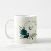 Mug bleu sarcelle beige floral (Gauche)