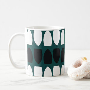 Mug Bleu sarcelle Blanc Noir Géométrique Abstrait