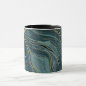 Mug Bleu sarcelle or abstrait Ondes d'aquarelle (Centre)