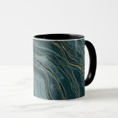 Mug Bleu sarcelle or abstrait Ondes d'aquarelle (Devant droit)