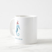 Mug Bleu Seahorse Nautique Nommé Noël (Devant gauche)