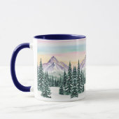 Mug Bleu simple Moderne xneiges de pin Aurora (Gauche)