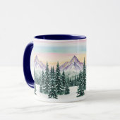 Mug Bleu simple Moderne xneiges de pin Aurora (Devant gauche)