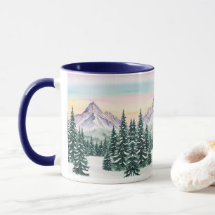 Mug Bleu simple Moderne xneiges de pin Aurora