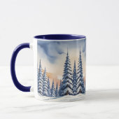 Mug Bleu simple Moderne xneiges de pin Aurora (Gauche)