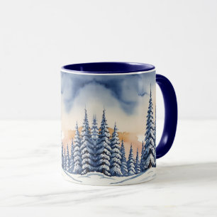 Mug Bleu simple Moderne xneiges de pin Aurora