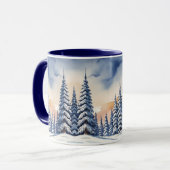 Mug Bleu simple Moderne xneiges de pin Aurora (Devant gauche)