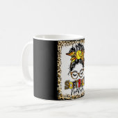 Mug Bleu Softball Mama Messy Bun Jeu Mères (Devant gauche)