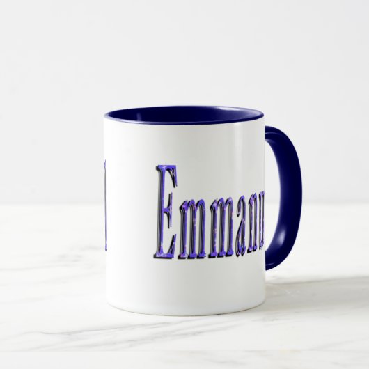 Mug Bleu Starry Emmanuel Nom Logo, (Devant droit)
