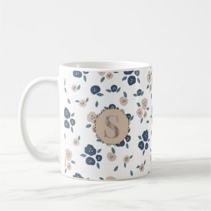 Mug Bleu Tan Leaf Farmhouse Pays Russe Cute