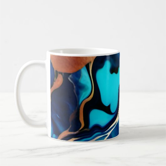 Mug Bleu tendance en or faux marbre (Gauche)