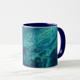 Mug Bleu Turquoise acrylique pourrissant Abstrait Flui