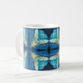 Mug bleu turquoise aquamarine jaune design géométrique (Devant gauche)