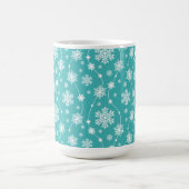 Mug Bleu Turquoise brillant hiver blanc Motif Flocon d (Centre)