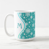 Mug Bleu Turquoise brillant hiver blanc Motif Flocon d (Gauche)