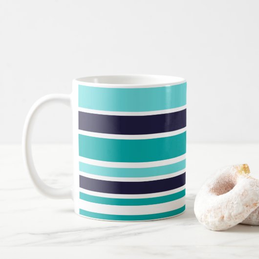 Mug Bleu Turquoise Et Bleu Foncé (Avec donut)