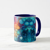 Mug Bleu Turquoise Orange Alcools & Bulles d'encre (Devant droit)