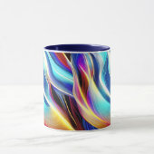 Mug Bleu Turquoise rose Jaune Blanc Vave Abstraction (Centre)
