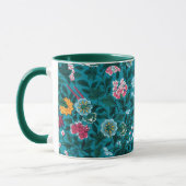 Mug Bleu Turquoise Vert Rouge rose Jaune Motif Floral (Gauche)