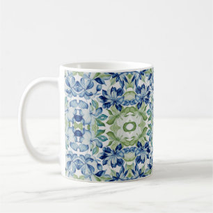 Mug Bleu vert Boho Bohémien motif floral