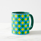 Mug Bleu Vert Jaune Chèque Plaid Design Motif (Devant droit)