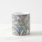 Mug Bleu Vert Jaune Treillis-Peint à la Main Abstrait (Centre)