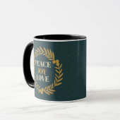 Mug Bleu-Vert, Joie, Amour Gold Noël Wreath (Devant gauche)