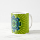 Mug bleu vert mandala | fleur vert clair (Devant droit)
