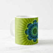 Mug bleu vert mandala | fleur vert clair (Devant gauche)