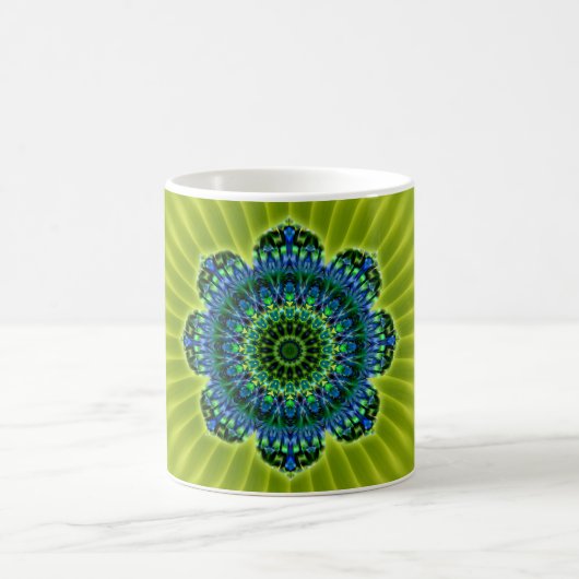 Mug bleu vert mandala | fleur vert clair (Centre)