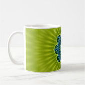 Mug bleu vert mandala | fleur vert clair (Gauche)