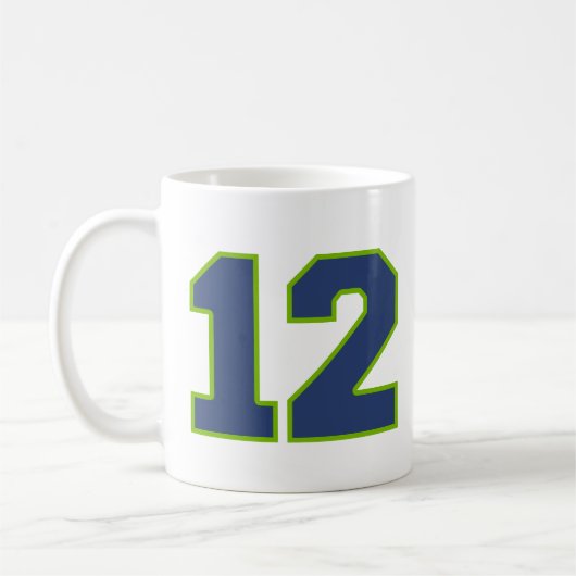Mug bleu vert numéro 12 (Gauche)