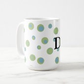 Mug Bleu Vert Pois Monogramme (Devant gauche)